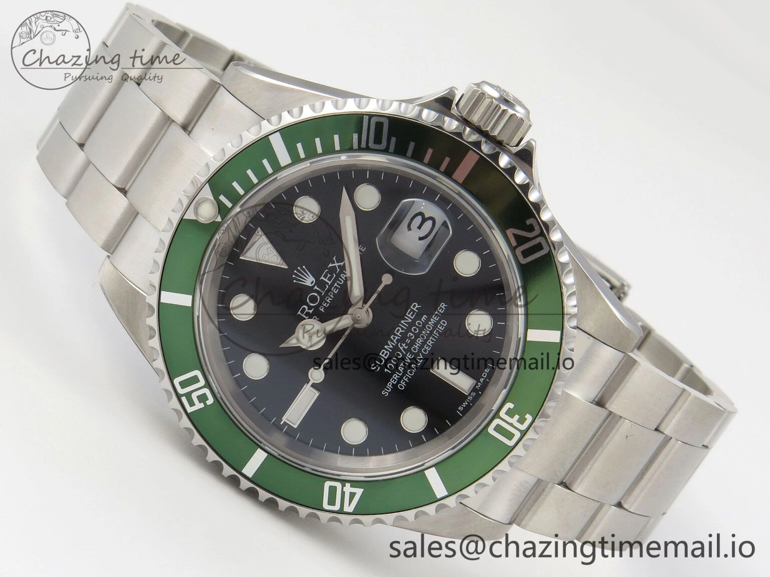 Submariner 40mm 16610 LV Green Ceramic TWF 1:1 Best Edition on Bracelet SH3135 (NO REHAUT ENGRAVING) FreshLook 295