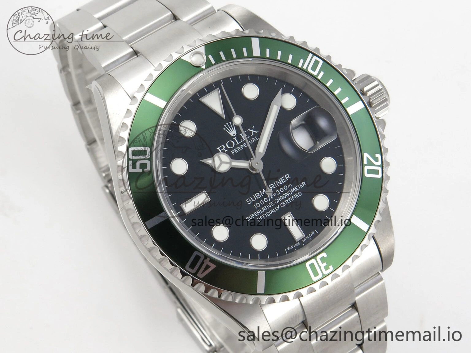 Submariner 40mm 16610 LV Green Ceramic TWF 1:1 Best Edition on Bracelet SH3135 (NO REHAUT ENGRAVING) FreshLook 295