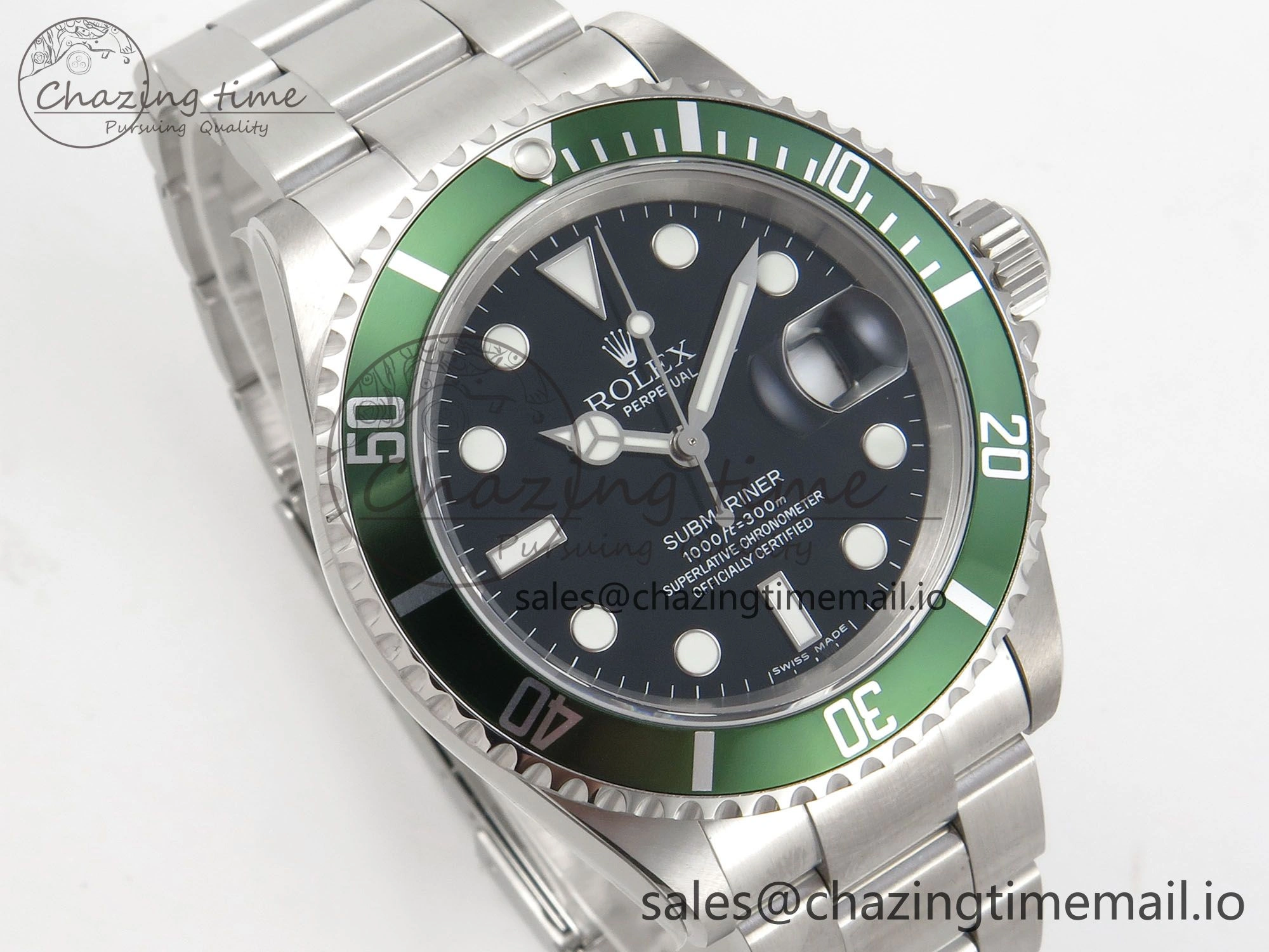 Submariner 40mm 16610 LV Green Ceramic TWF 1:1 Best Edition on Bracelet SH3135 (NO REHAUT ENGRAVING) FreshLook 295