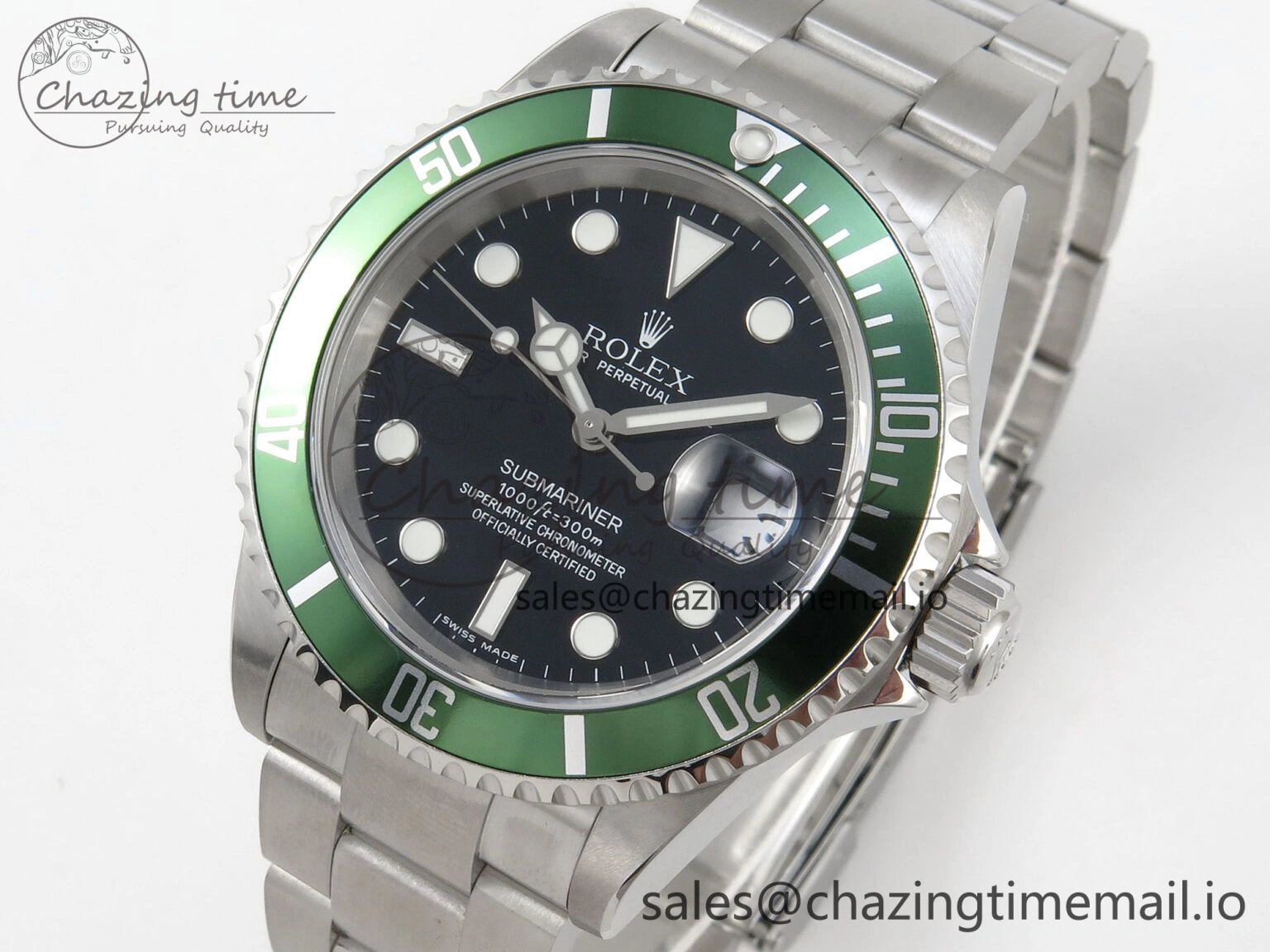 Submariner 40mm 16610 LV Green Ceramic TWF 1:1 Best Edition on Bracelet SH3135 (NO REHAUT ENGRAVING) FreshLook 295