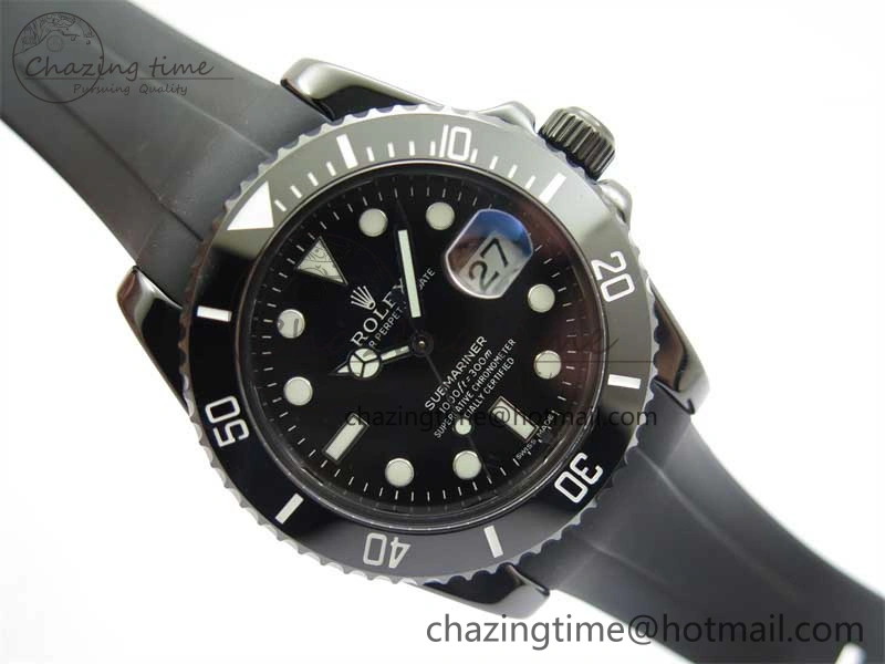 Submariner 40mm Black Ceramic 5GF Best Edition Black Dial on Black Rubber Strap SA Bold 2464