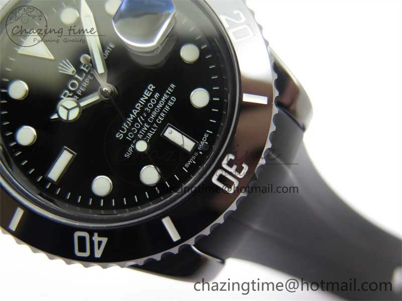 Submariner 40mm Black Ceramic 5GF Best Edition Black Dial on Black Rubber Strap SA Bold 2464