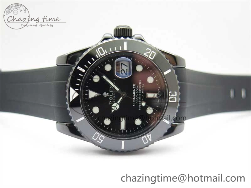 Submariner 40mm Black Ceramic 5GF Best Edition Black Dial on Black Rubber Strap SA Bold 2464