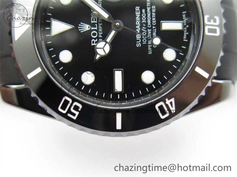 Submariner 40mm Black Ceramic 5GF Best Edition Black Dial on Black Rubber Strap SA Bold 2464