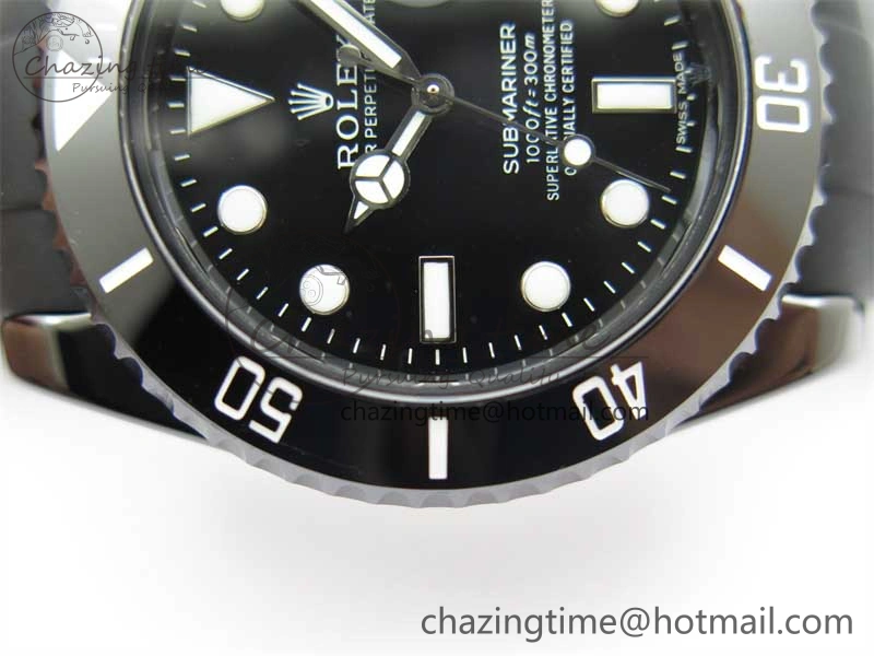 Submariner 40mm Black Ceramic 5GF Best Edition Black Dial on Black Rubber Strap SA Bold 2464