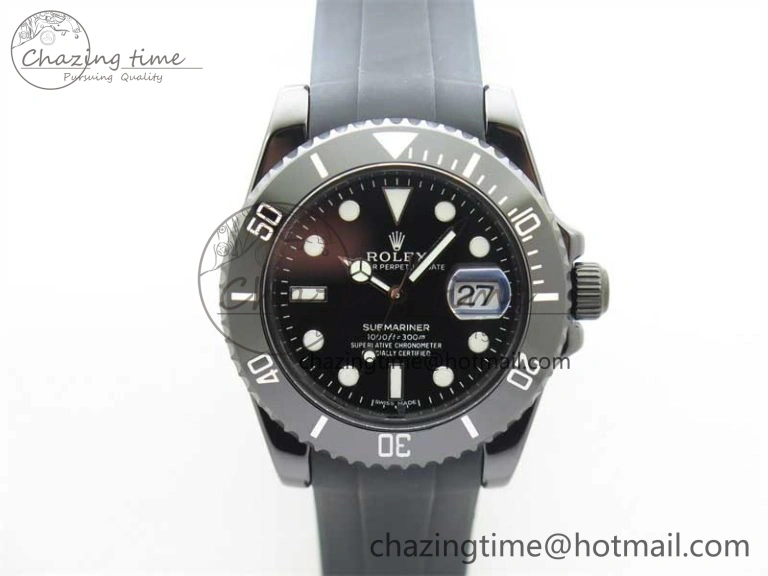 Submariner 40mm Black Ceramic 5GF Best Edition Black Dial on Black Rubber Strap SA Bold 2464