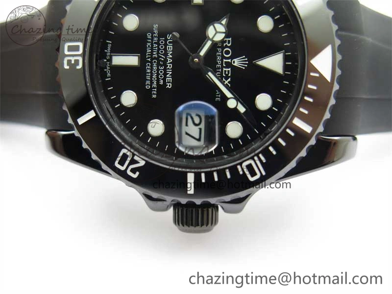 Submariner 40mm Black Ceramic 5GF Best Edition Black Dial on Black Rubber Strap SA Bold 2464