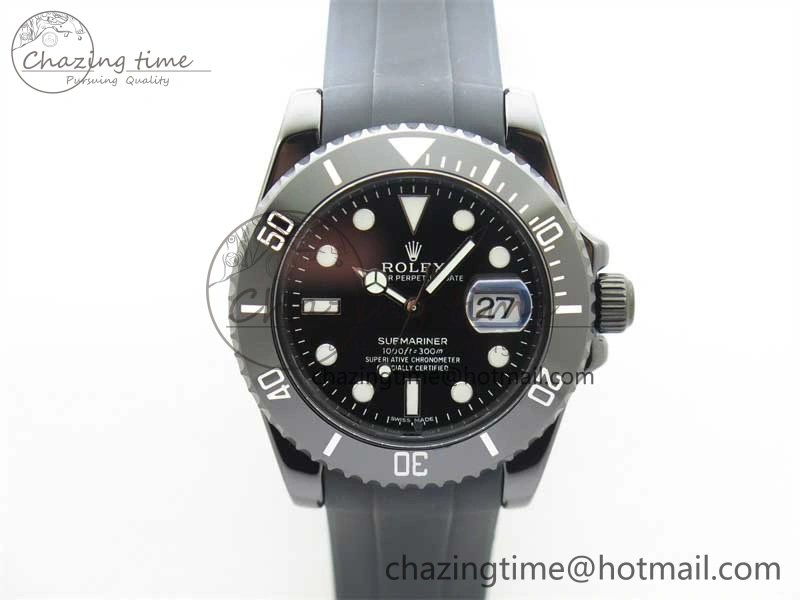 Submariner 40mm Black Ceramic 5GF Best Edition Black Dial on Black Rubber Strap SA Bold 2464