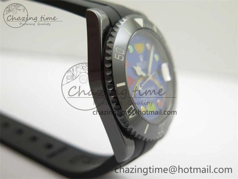 Submariner 40mm Black Ceramic 5GF Best Edition Blue Candy Dial on Black Rubber Strap SA Unique 2473