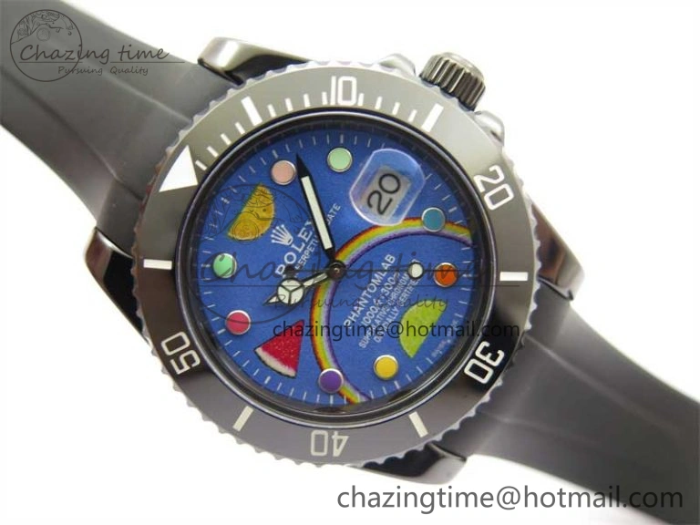 Submariner 40mm Black Ceramic 5GF Best Edition Blue Candy Dial on Black Rubber Strap SA Unique 2473