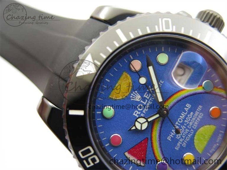 Submariner 40mm Black Ceramic 5GF Best Edition Blue Candy Dial on Black Rubber Strap SA Unique 2473