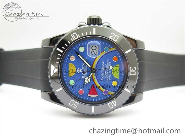 Submariner 40mm Black Ceramic 5GF Best Edition Blue Candy Dial on Black Rubber Strap SA Unique 2473