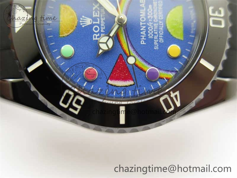 Submariner 40mm Black Ceramic 5GF Best Edition Blue Candy Dial on Black Rubber Strap SA Unique 2473