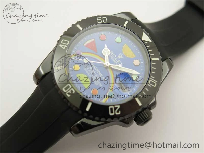 Submariner 40mm Black Ceramic 5GF Best Edition Blue Candy Dial on Black Rubber Strap SA Unique 2473
