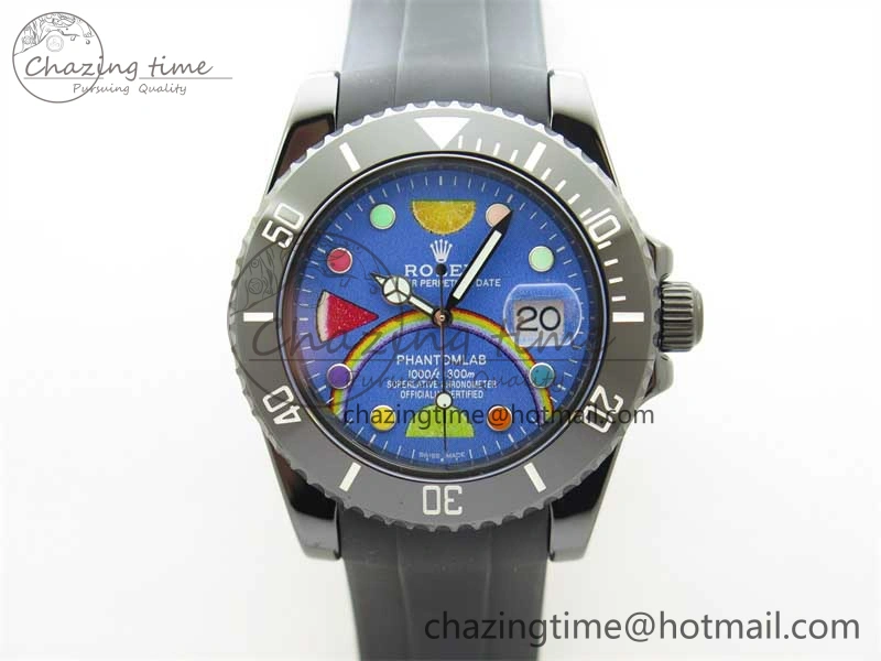 Submariner 40mm Black Ceramic 5GF Best Edition Blue Candy Dial on Black Rubber Strap SA Unique 2473