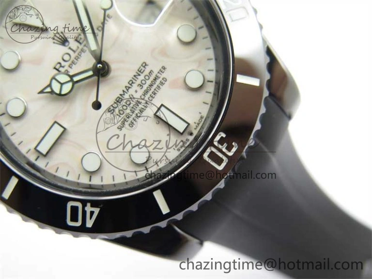 Submariner 40mm Black Ceramic 5GF Best Edition Cream Dial on Black Rubber Strap SA Sustainable 2470