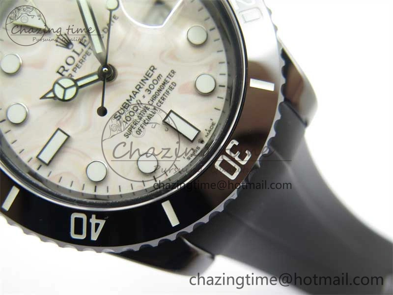 Submariner 40mm Black Ceramic 5GF Best Edition Cream Dial on Black Rubber Strap SA Sustainable 2470