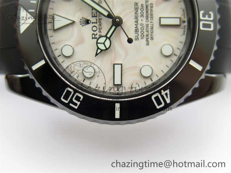 Submariner 40mm Black Ceramic 5GF Best Edition Cream Dial on Black Rubber Strap SA Sustainable 2470