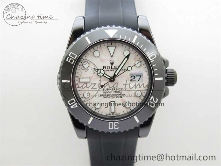 Submariner 40mm Black Ceramic 5GF Best Edition Cream Dial on Black Rubber Strap SA Sustainable 2470