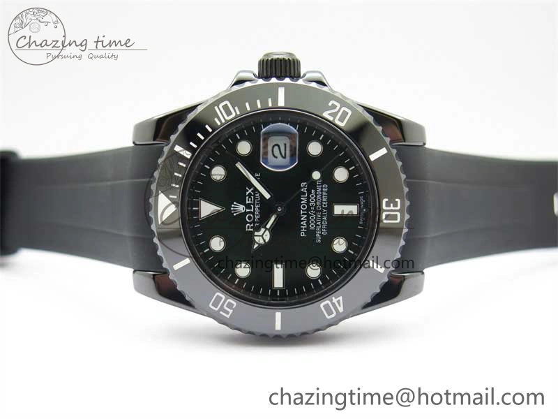 Compact Submariner 40mm Black Ceramic 5GF Best Edition Green Dial on Black Rubber Strap SA 2463