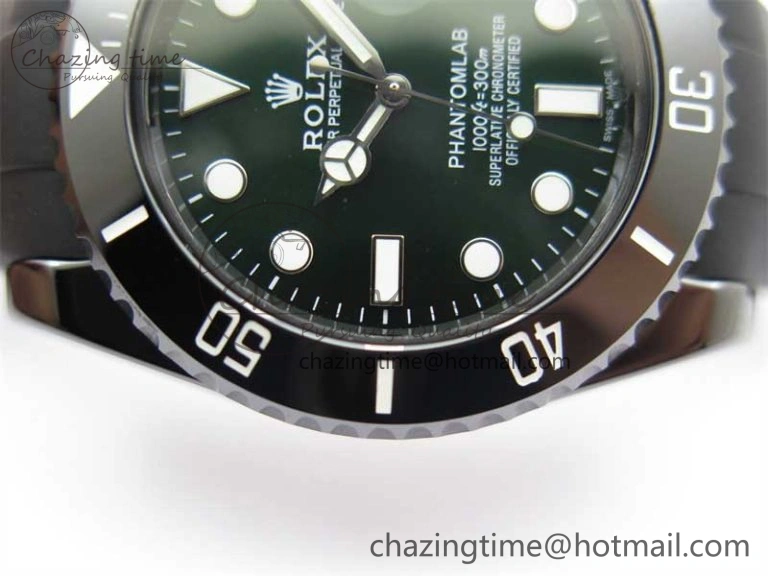 Compact Submariner 40mm Black Ceramic 5GF Best Edition Green Dial on Black Rubber Strap SA 2463