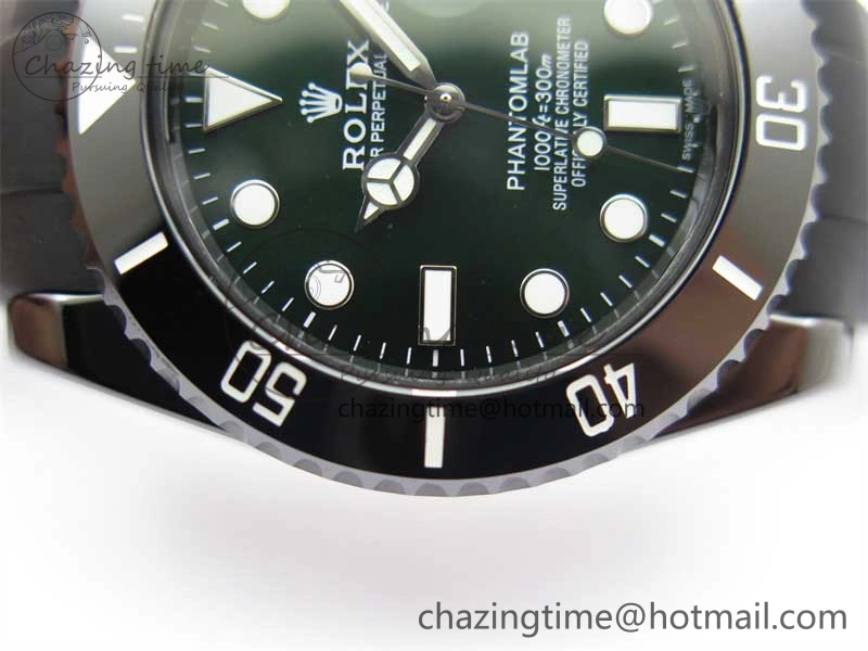 Compact Submariner 40mm Black Ceramic 5GF Best Edition Green Dial on Black Rubber Strap SA 2463