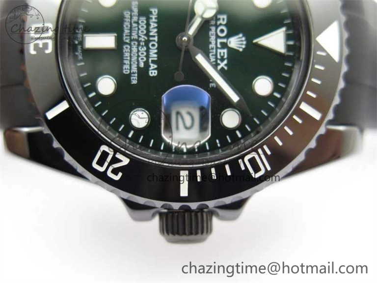 Compact Submariner 40mm Black Ceramic 5GF Best Edition Green Dial on Black Rubber Strap SA 2463