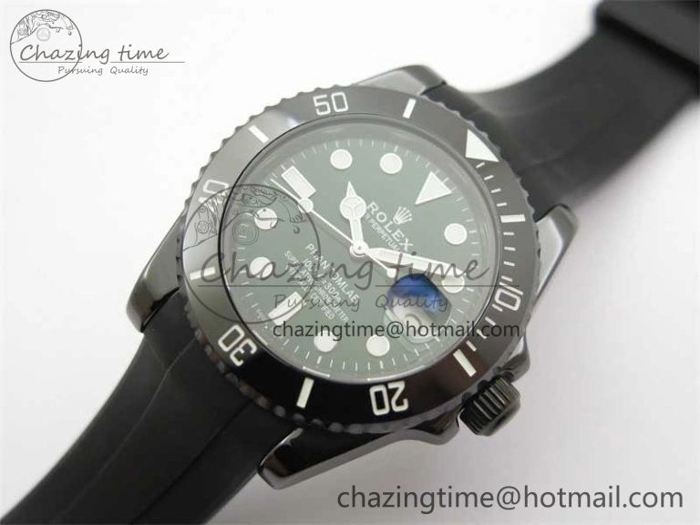 Compact Submariner 40mm Black Ceramic 5GF Best Edition Green Dial on Black Rubber Strap SA 2463