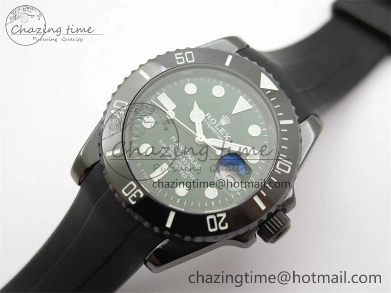 Compact Submariner 40mm Black Ceramic 5GF Best Edition Green Dial on Black Rubber Strap SA 2463