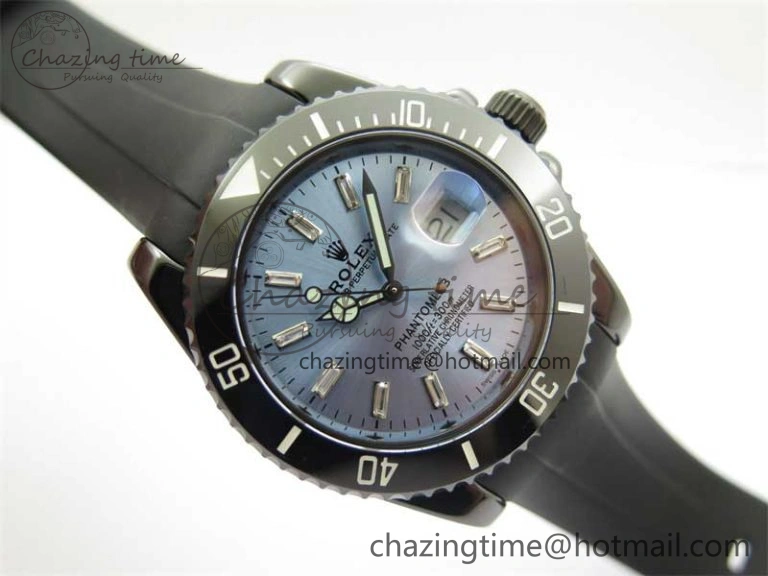 Comfortable Submariner 40mm Black Ceramic 5GF Best Edition Ice Blue Dial on Black Rubber Strap SA 2474