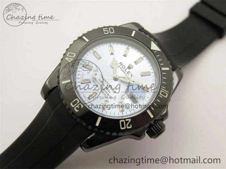 Comfortable Submariner 40mm Black Ceramic 5GF Best Edition Ice Blue Dial on Black Rubber Strap SA 2474