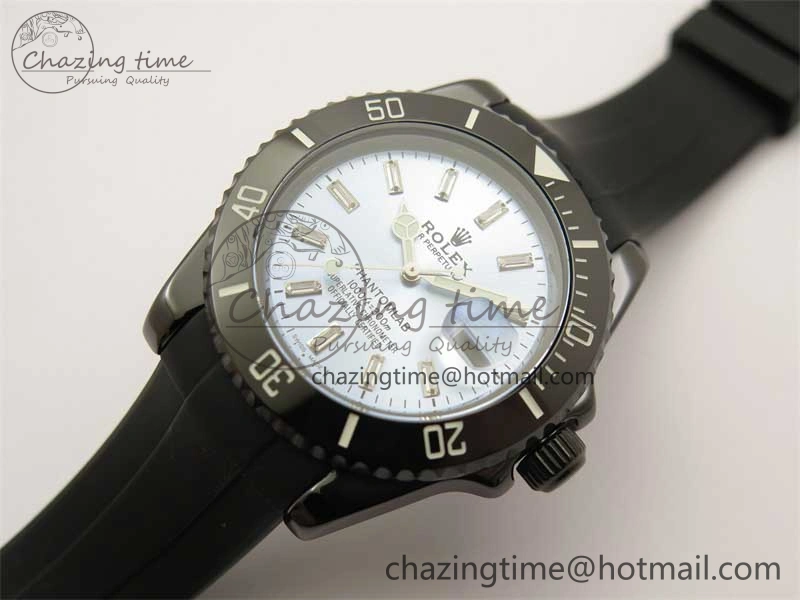 Comfortable Submariner 40mm Black Ceramic 5GF Best Edition Ice Blue Dial on Black Rubber Strap SA 2474