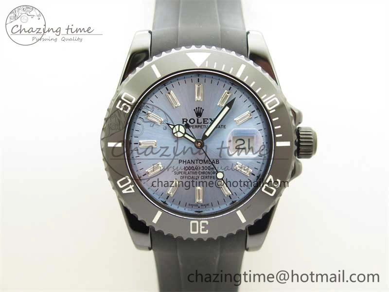Comfortable Submariner 40mm Black Ceramic 5GF Best Edition Ice Blue Dial on Black Rubber Strap SA 2474