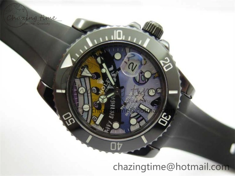 Durable Submariner 40mm Black Ceramic 5GF Best Edition Painting Dial on Black Rubber Strap SA 2467