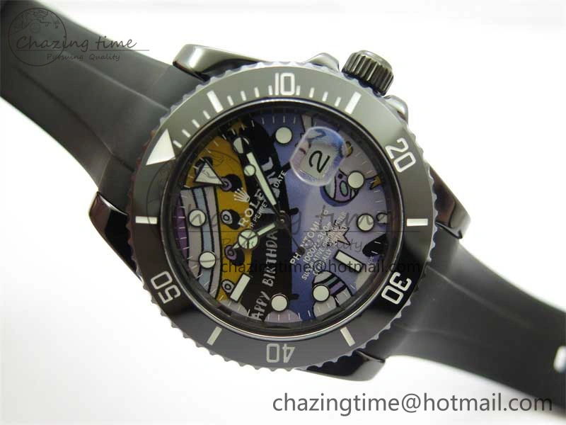 Durable Submariner 40mm Black Ceramic 5GF Best Edition Painting Dial on Black Rubber Strap SA 2467