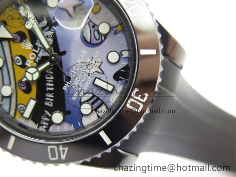 Durable Submariner 40mm Black Ceramic 5GF Best Edition Painting Dial on Black Rubber Strap SA 2467