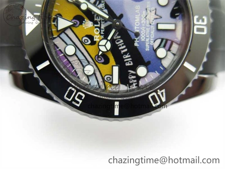 Durable Submariner 40mm Black Ceramic 5GF Best Edition Painting Dial on Black Rubber Strap SA 2467