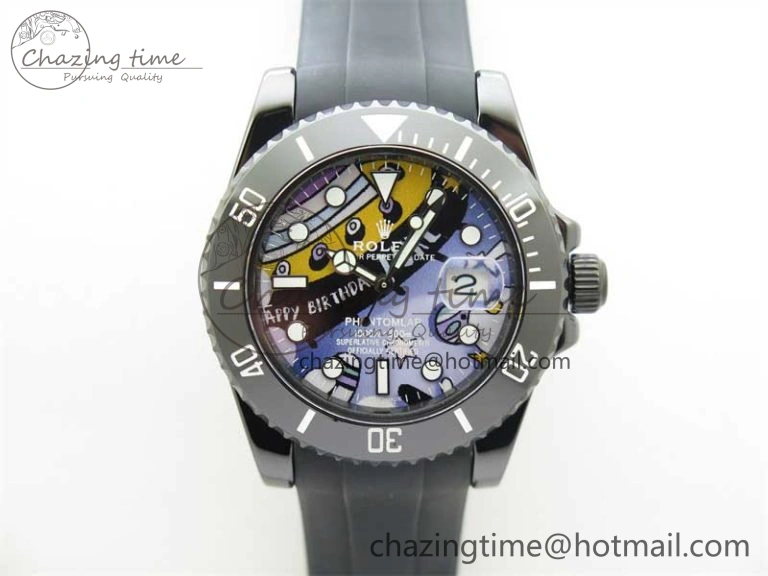 Durable Submariner 40mm Black Ceramic 5GF Best Edition Painting Dial on Black Rubber Strap SA 2467