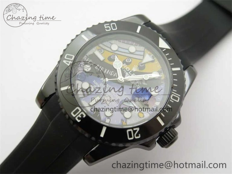 Durable Submariner 40mm Black Ceramic 5GF Best Edition Painting Dial on Black Rubber Strap SA 2467