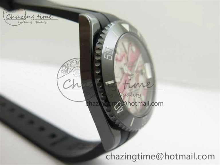 OdorResistant Submariner 40mm Black Ceramic 5GF Best Edition Pink Painting Dial on Black Rubber Strap SA 2472