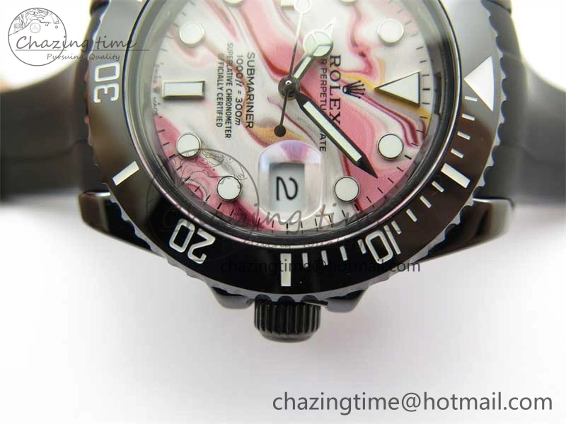 OdorResistant Submariner 40mm Black Ceramic 5GF Best Edition Pink Painting Dial on Black Rubber Strap SA 2472