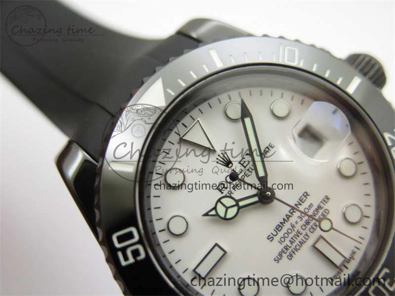 Submariner 40mm Black Ceramic 5GF Best Edition White Dial on Black Rubber Strap SA MoistureWicking 2469