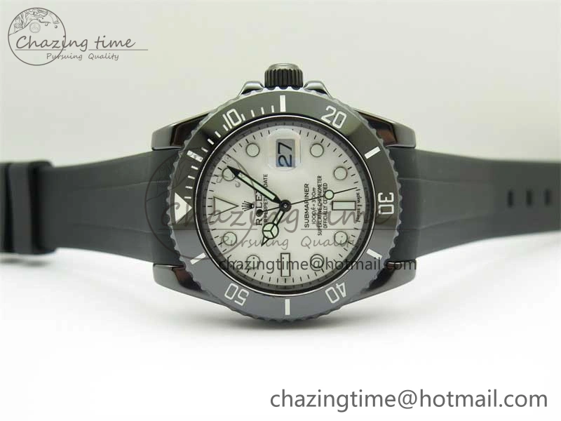 Submariner 40mm Black Ceramic 5GF Best Edition White Dial on Black Rubber Strap SA MoistureWicking 2469