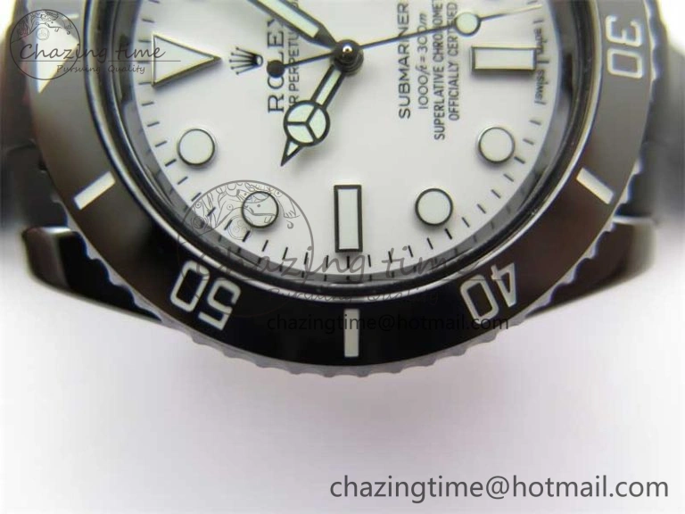Submariner 40mm Black Ceramic 5GF Best Edition White Dial on Black Rubber Strap SA MoistureWicking 2469