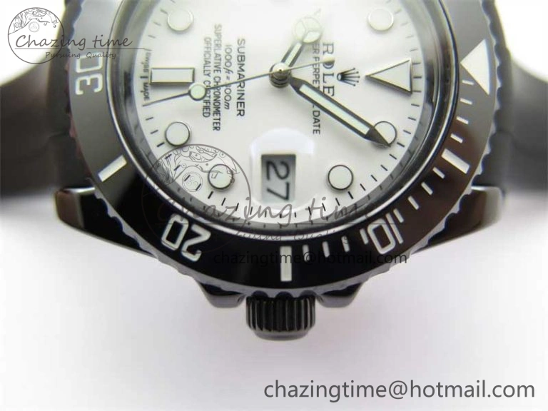 Submariner 40mm Black Ceramic 5GF Best Edition White Dial on Black Rubber Strap SA MoistureWicking 2469