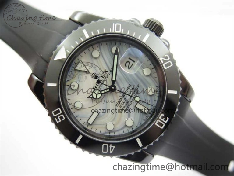 Effortless Submariner 40mm Black Ceramic 5GF Best Edition White Blue Dial on Black Rubber Strap SA 2468