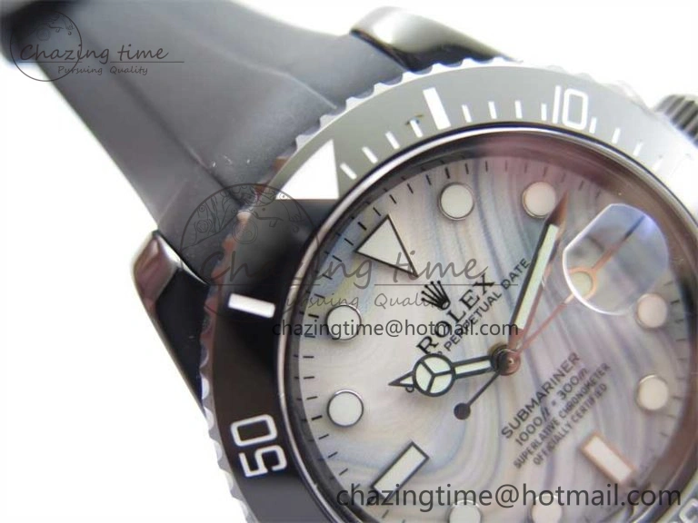Effortless Submariner 40mm Black Ceramic 5GF Best Edition White Blue Dial on Black Rubber Strap SA 2468
