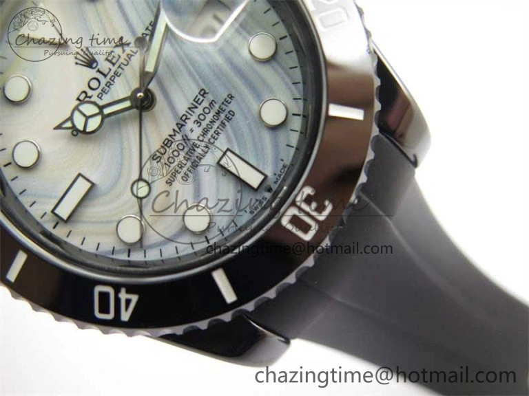 Effortless Submariner 40mm Black Ceramic 5GF Best Edition White Blue Dial on Black Rubber Strap SA 2468