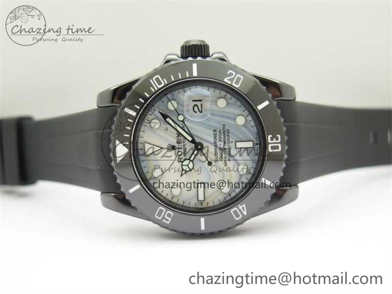 Effortless Submariner 40mm Black Ceramic 5GF Best Edition White Blue Dial on Black Rubber Strap SA 2468