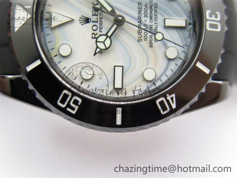 Effortless Submariner 40mm Black Ceramic 5GF Best Edition White Blue Dial on Black Rubber Strap SA 2468